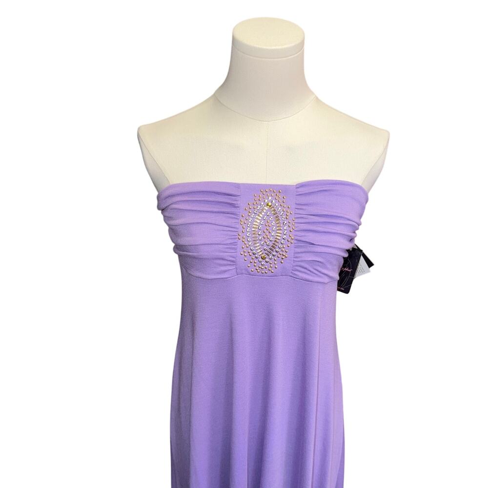 Baby Phat Vintage Y2K Strapless Studded Asymmetrical Hem Dress Purple Size L NWT - Picture 2 of 6